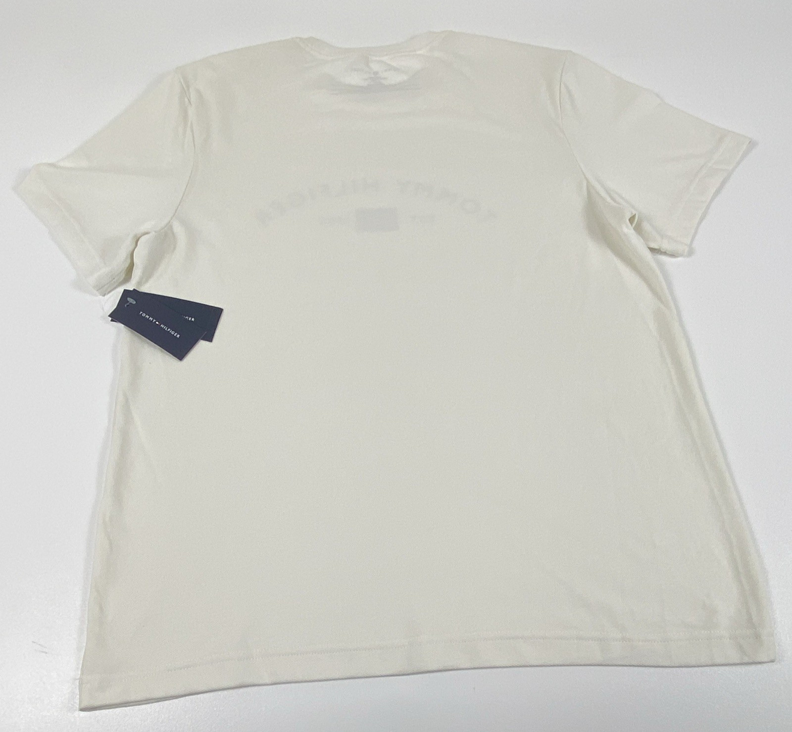 Tommy Hilfiger Men’s Crew Neck Short Sleeve Est. 1985 Flag Logo Tee M Beige