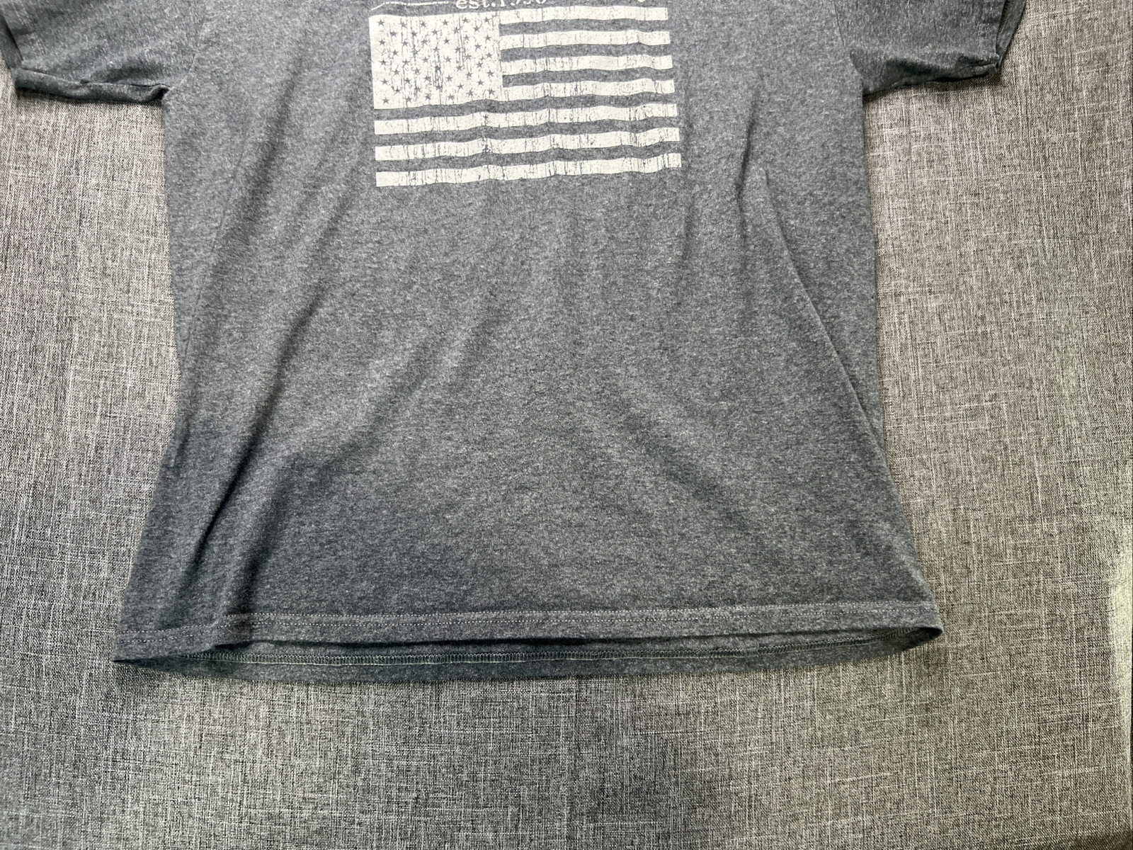 D. Dyer Inc. Shirt Men Size Medium Athletic Gray Flag Construction Short Sleeve