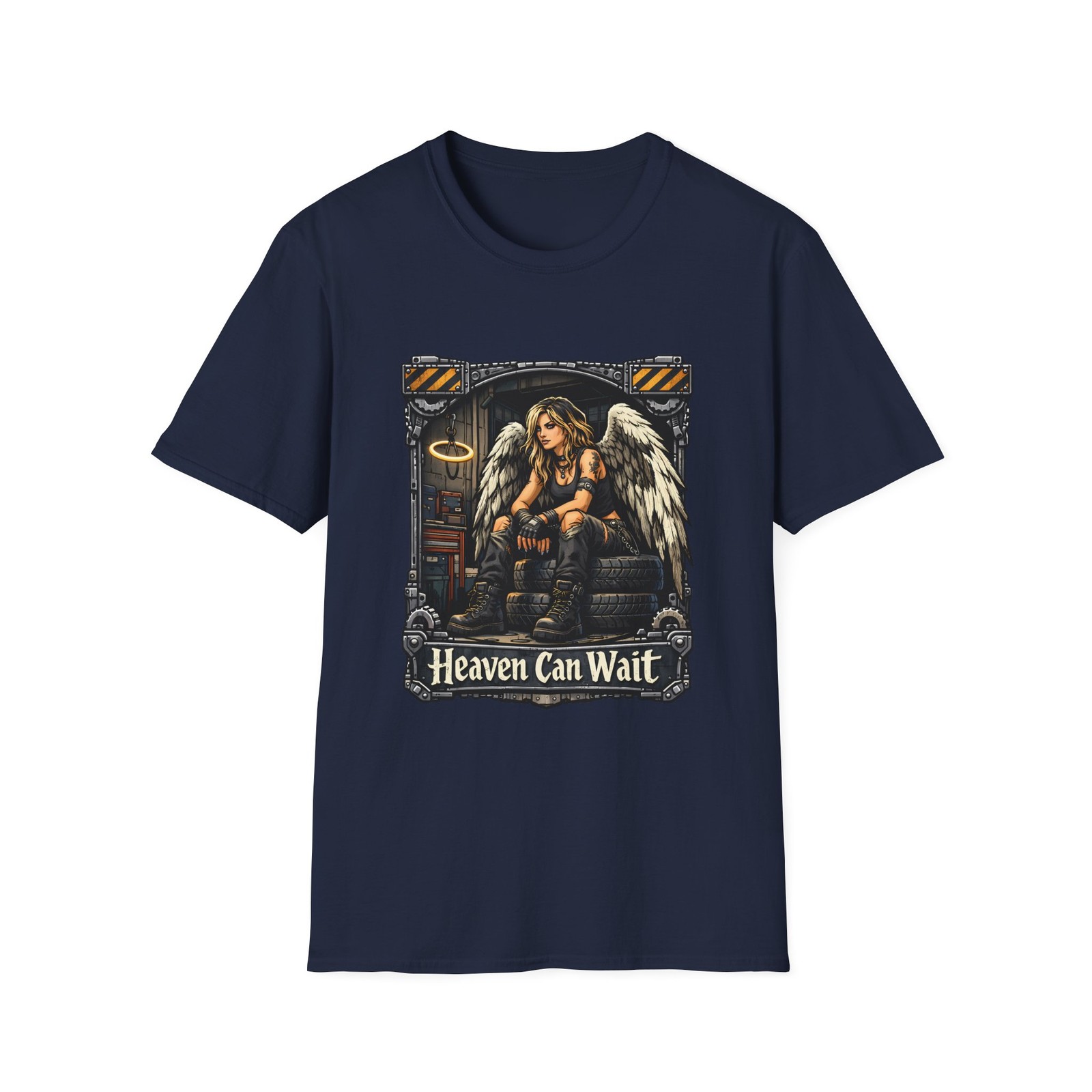 Angel Punk Mechanic Gothic Fantasy Garage Winged Rebel Unisex Softstyle T-Shirt