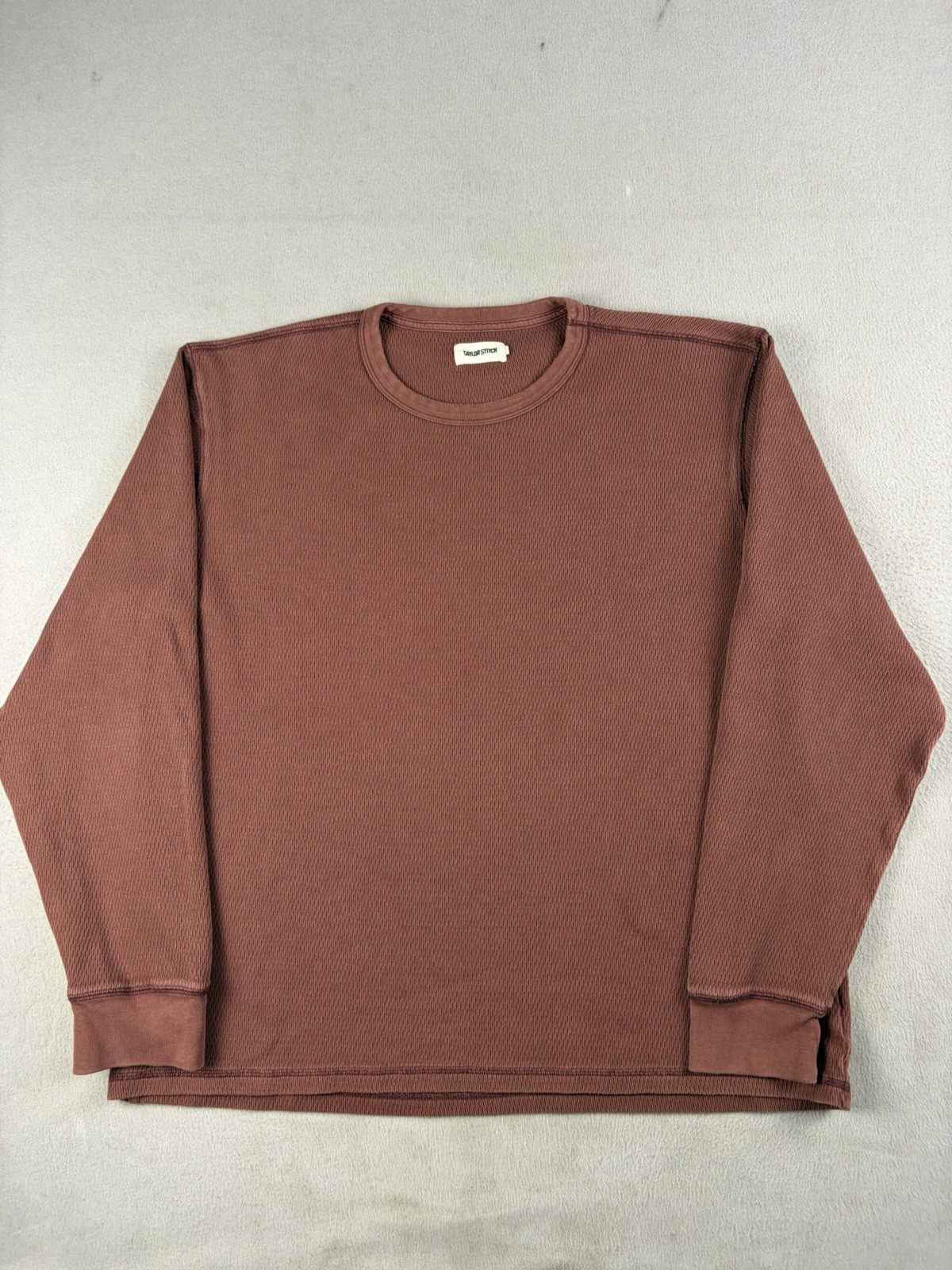 Taylor Stitch Shirt Men’s Size 46 Rust Brown Waffle Knit Crewneck Longsleeve