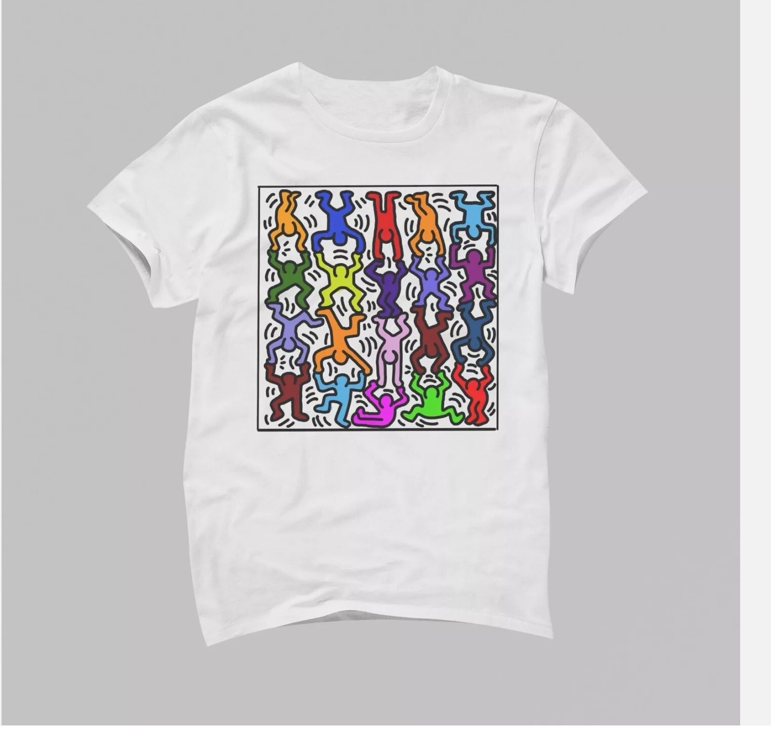Keith Haring Multi-Color Acrobats White Short Sleeved T-Shirt