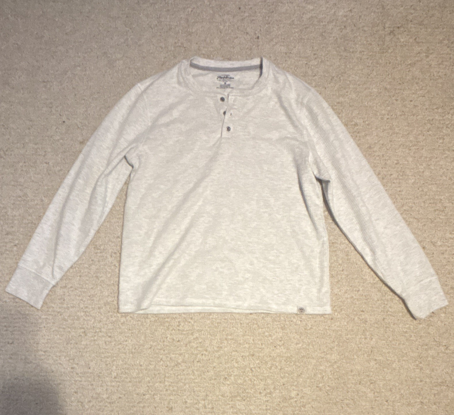 Flag & Anthem Men’s White Solid Knit Henley Long Sleeve Button T-Shirt Size M