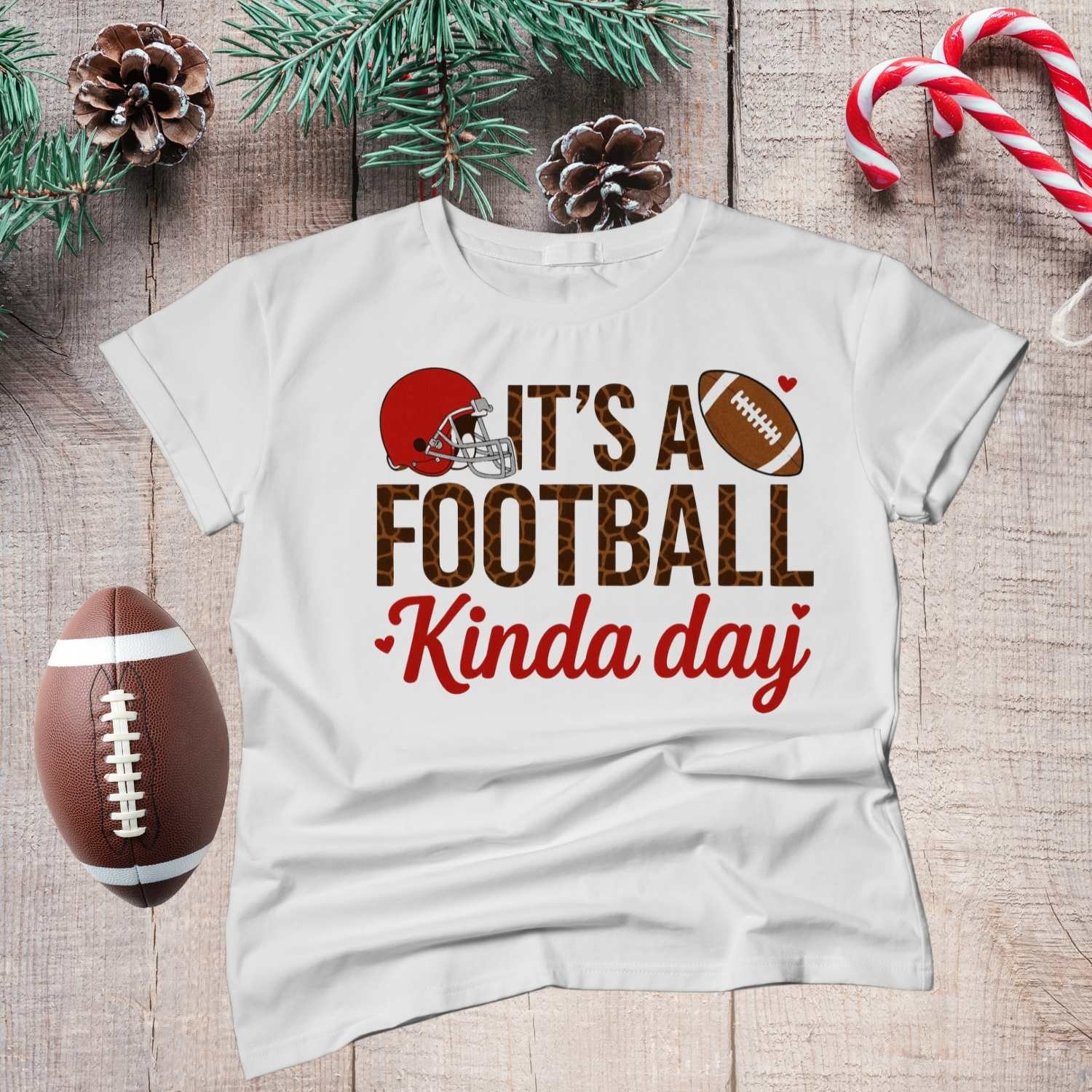 It’s Football Kinda Day T‑Shirt Cute Heart Unisex Football Tee Game Day Lovers