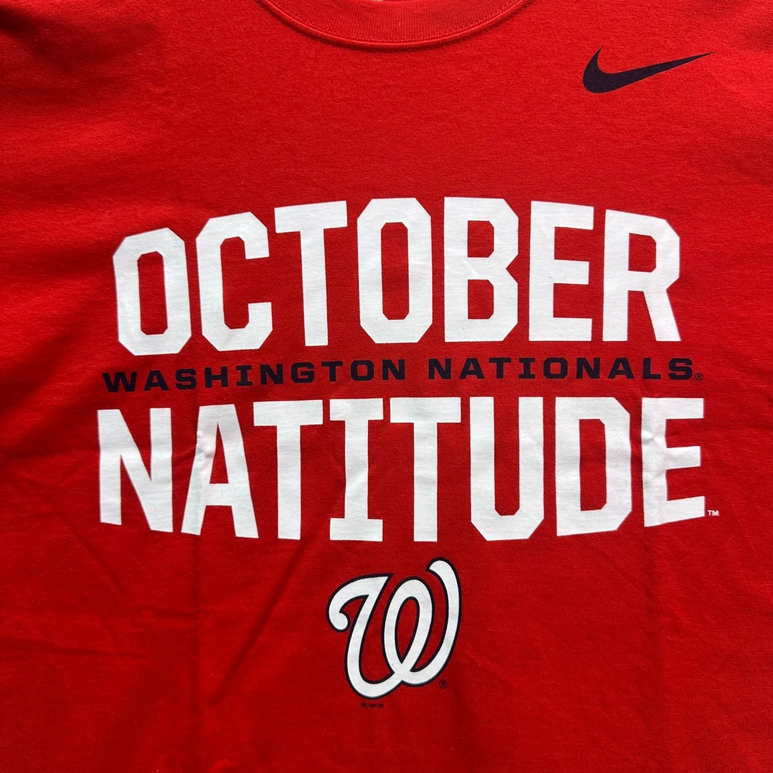 Washington Nationals “Natitude” NIKE TEE Classic Logo Red T-Shirt Men’s Size M