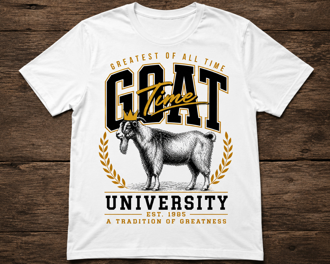 University GOAT 8xl Gresystone Men White Tee Shirt Graphic Big Streetwear