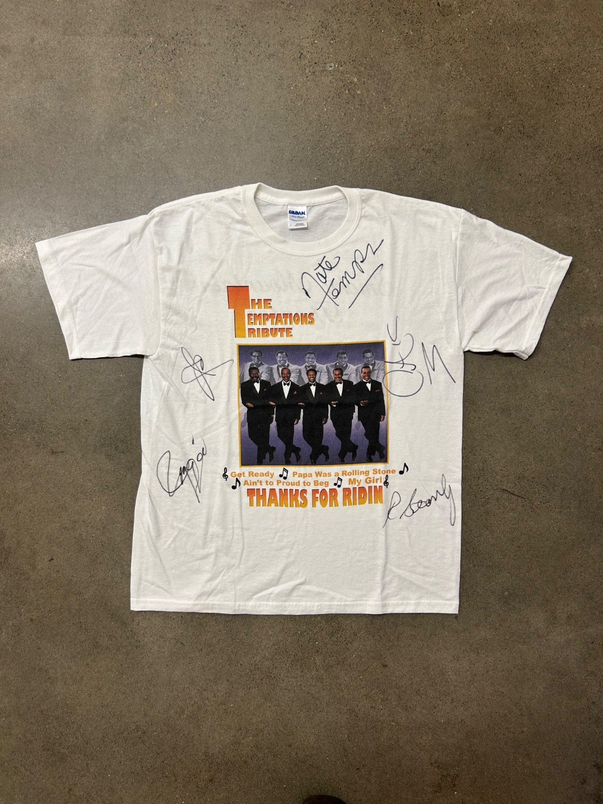 Vintage 00s The Temptations Tribute Signed Mens Band Music Shirt White Large