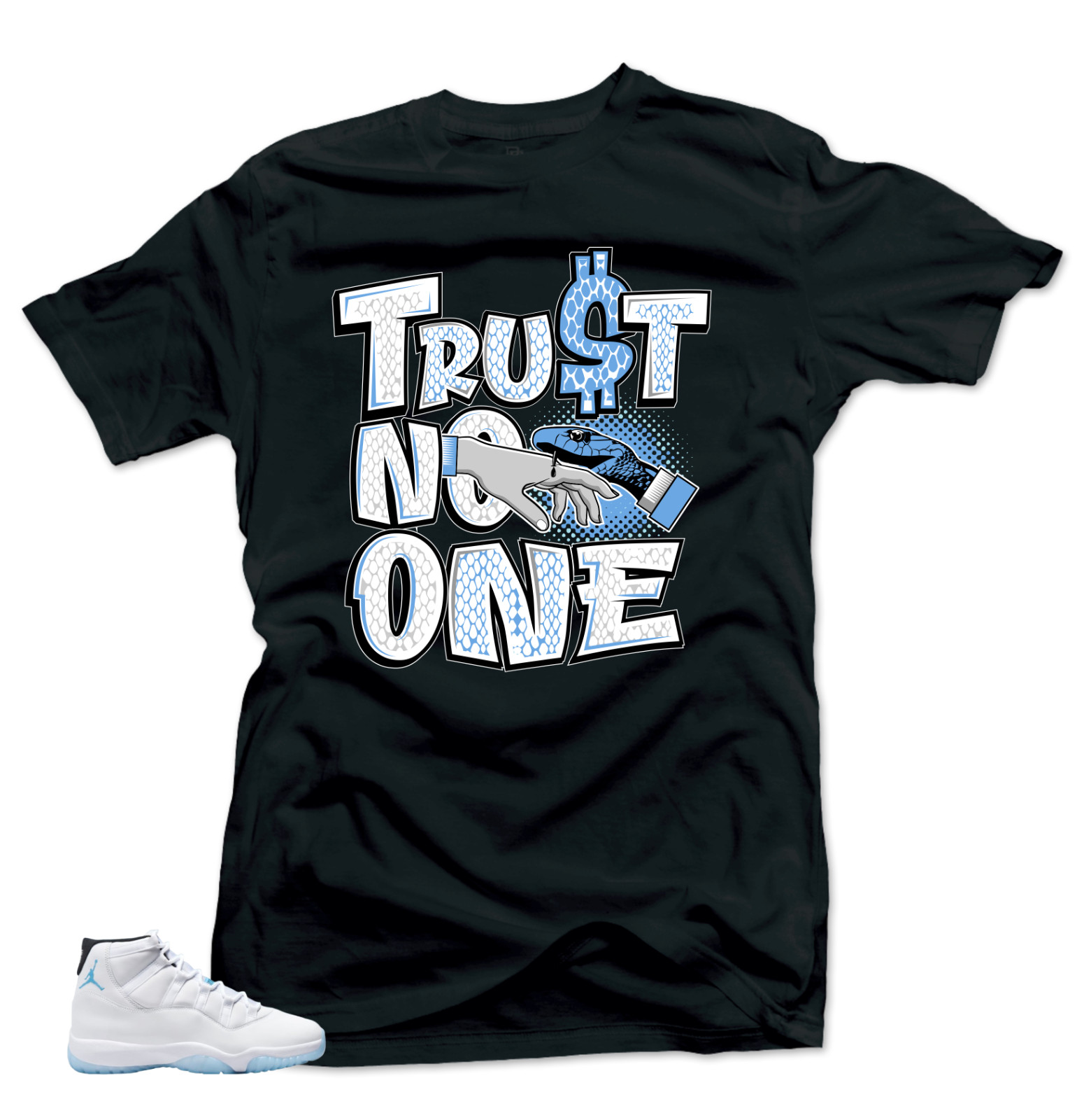 Shirts To Match Jordan 11 Legend Blue Sneaker Tees -Trust No One Black Tees