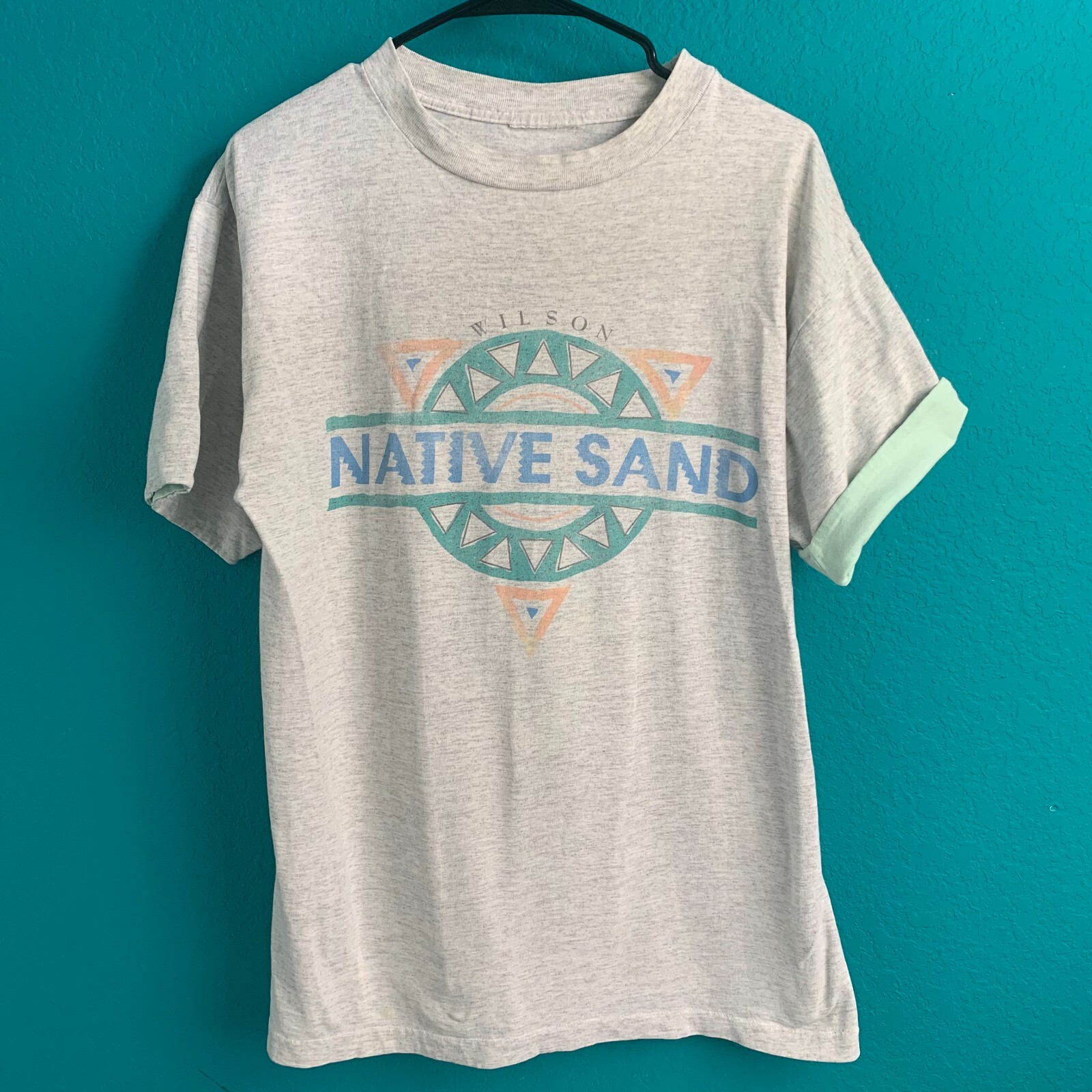 Vtg Wilson Beach Resort Native Sand 90’s Men’s Single Stitch Flip Cuff T-Shirt L