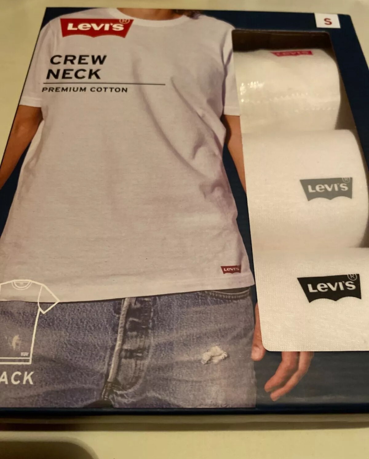 LEVI’S Men’s White 3Pack Crew Neck White T Shirts Premium Cotton Choose Size