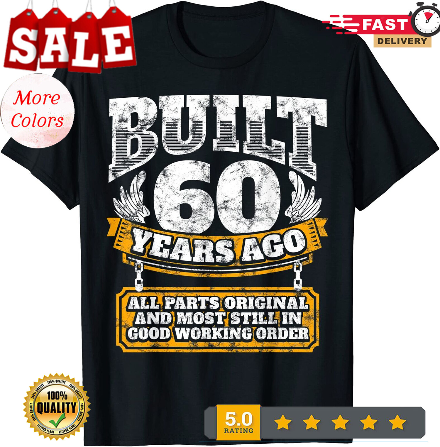 2025/Funny 60th Birthday B-Day Saying Age 60 Year Joke Unisex T-Shirt.
