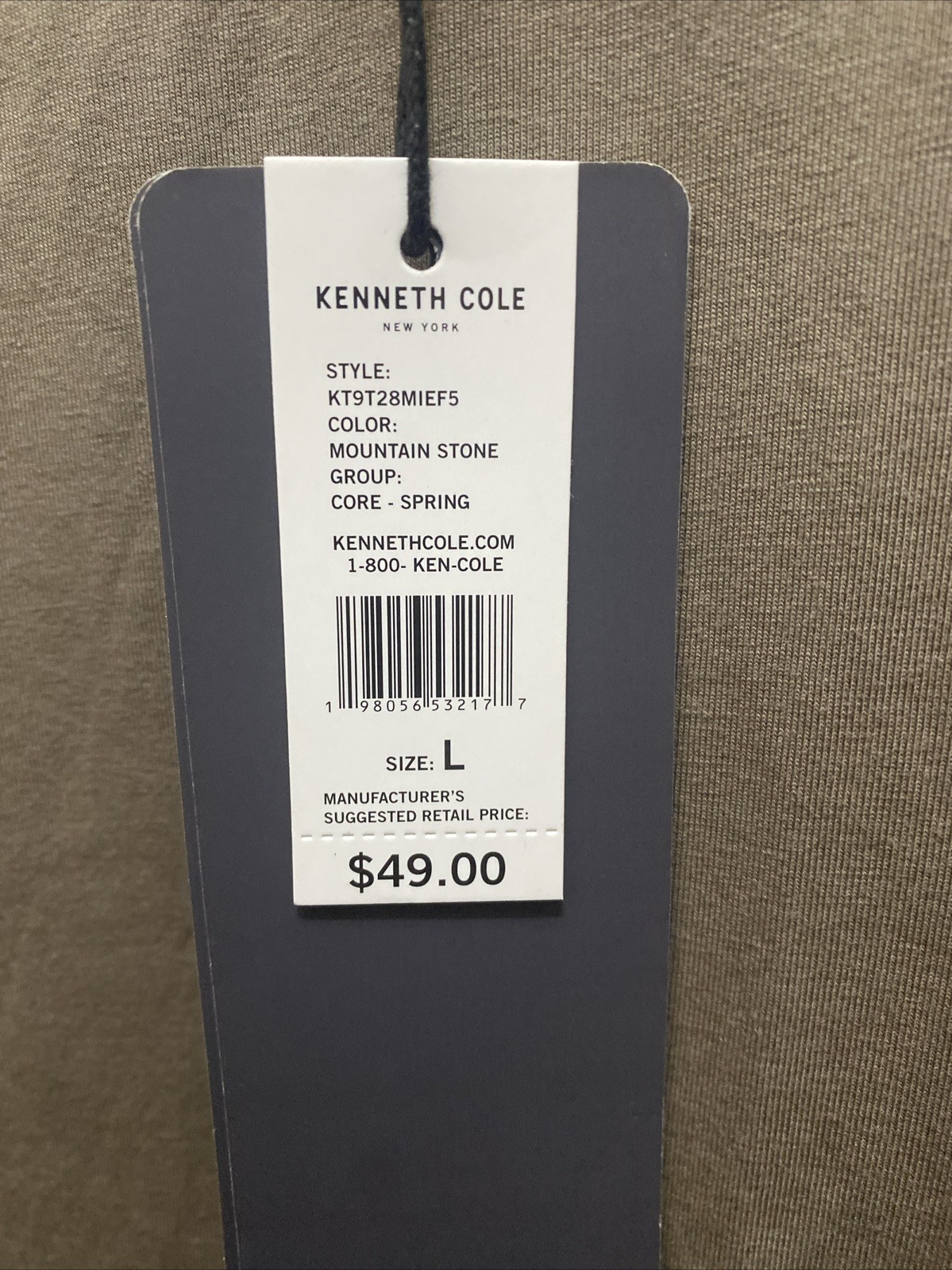 Kenneth Cole Active Men’s Large Mountain Brown Short Sleeve Crew T-Shirt NWT