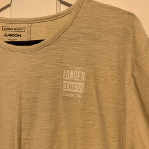 Carbon Size Men’s Large Longer Length Tan T-Shirt *New*