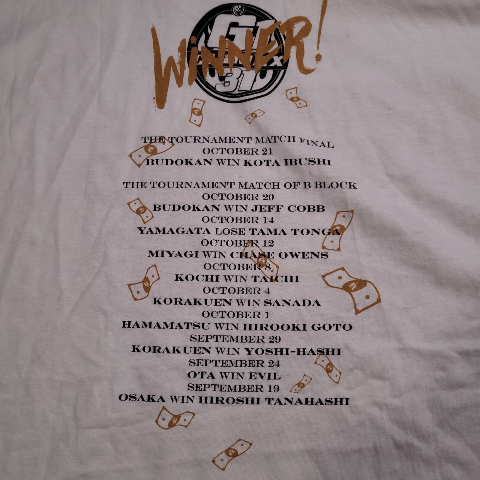 Max the Max G1 Climax 31 New Japan Pro Wrestling 3XL White Shirt Gildan