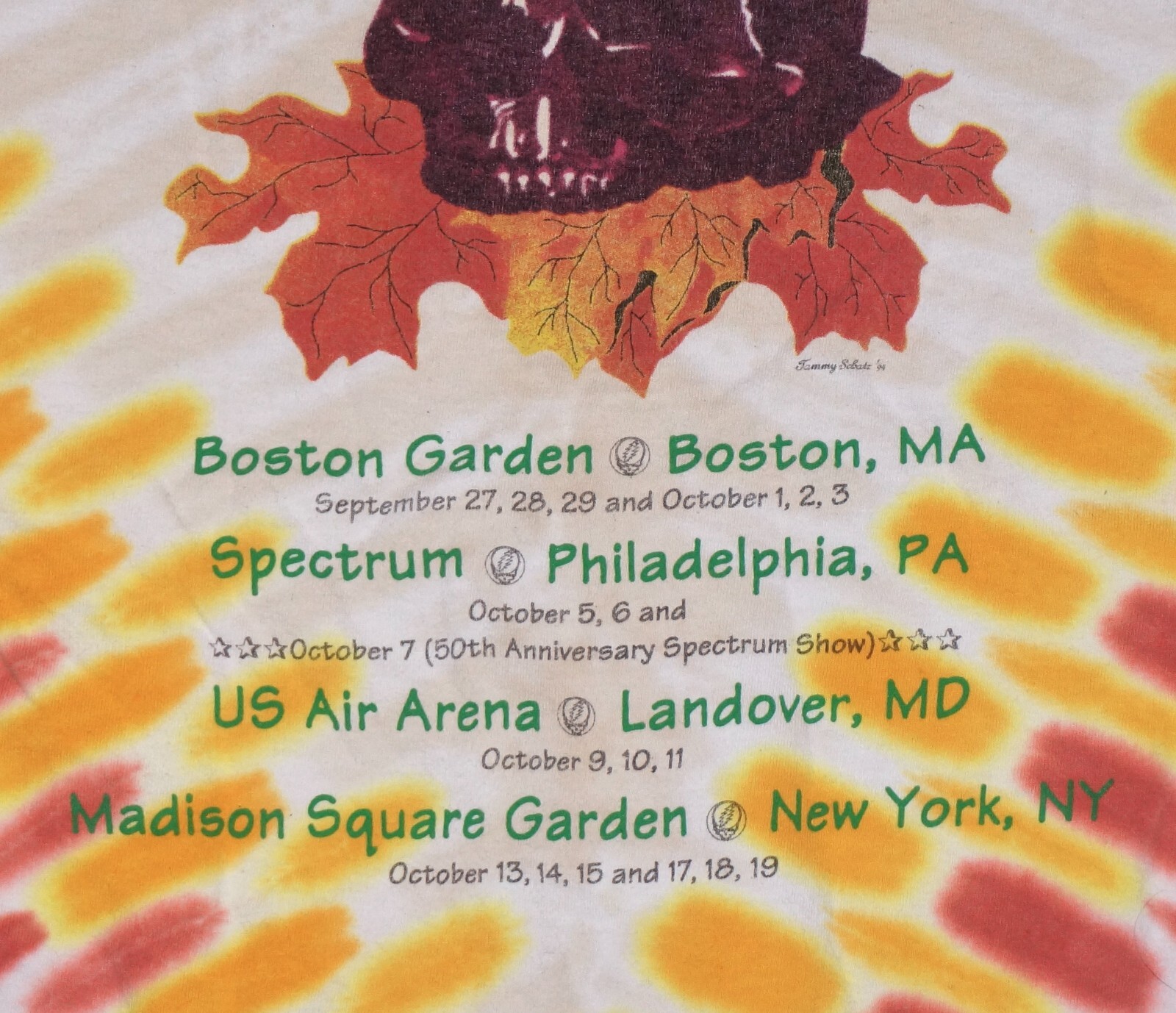 1994 Vintage GRATEFUL DEAD FALL TOUR Tie-Dye 100% Ultra Cotton T-Shirt LARGE