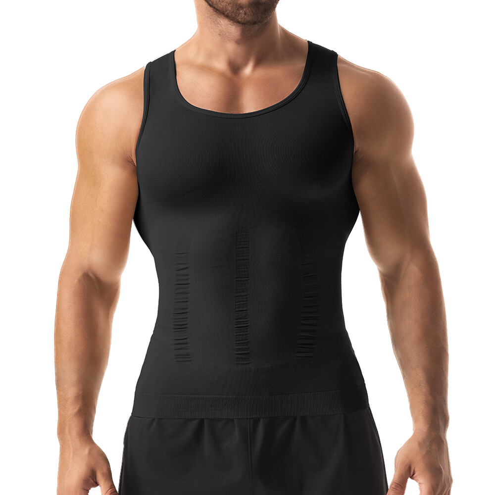 Men Slimming Body Shaper Shirt Chest Belly Tummy Control Vest Compression Tanks