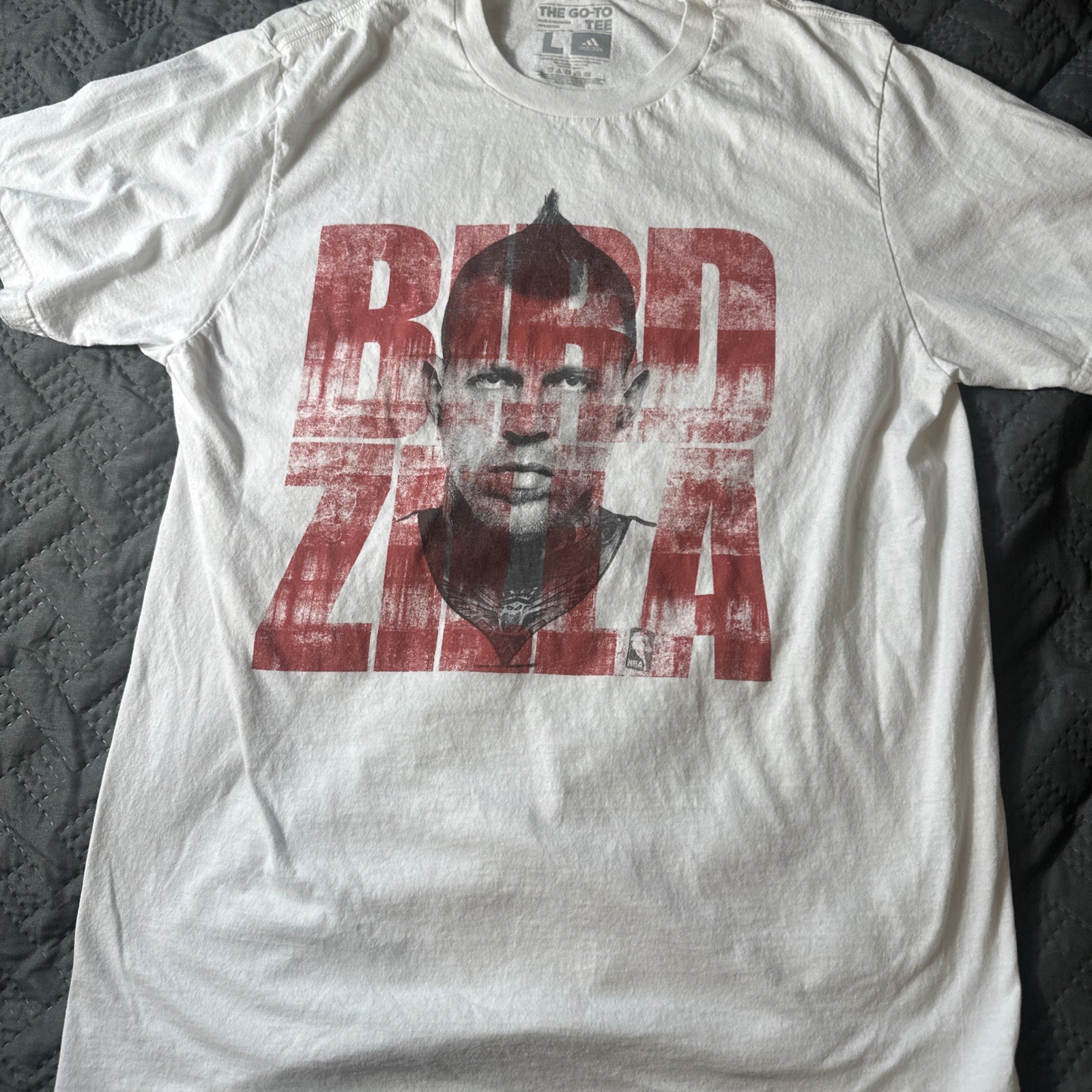 Chris Anderson BIRDZILLA THE BIRDMAN White Shirt Size Large Miami Heat ADIDAS