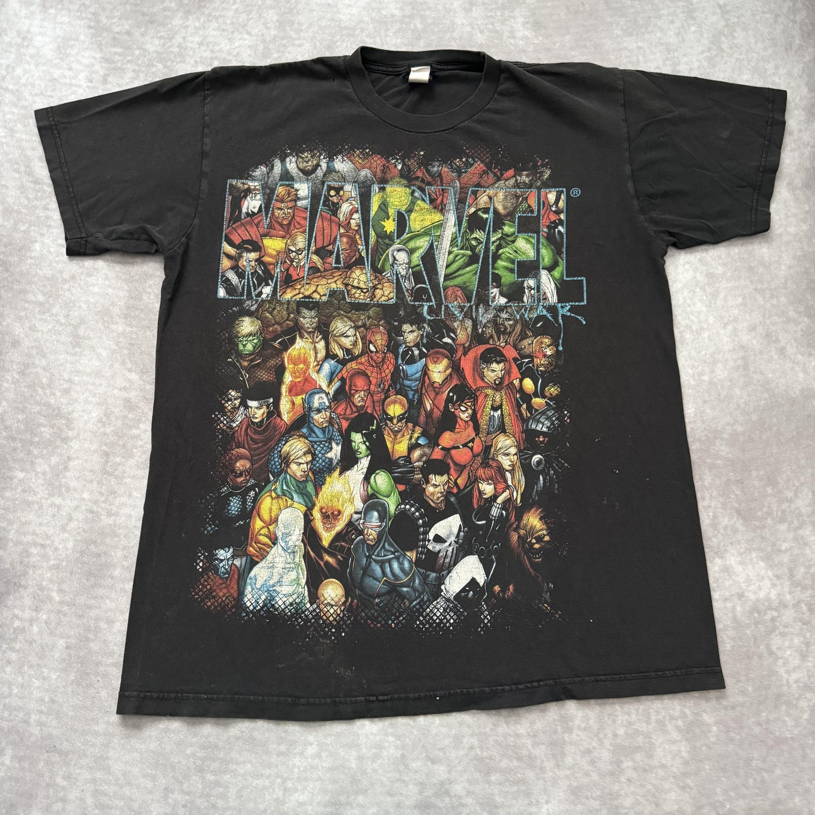 Vintage Marvel Mad Engine Shirt Mens 2XL Black Fade Comic Hero Villain
