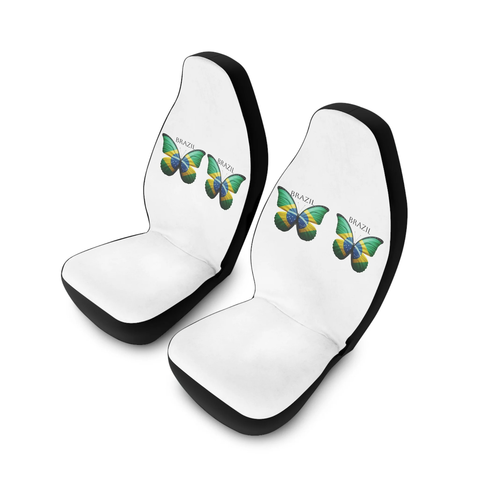 Brazil Flag Butterfly Car Seat Covers – Polyester Front Seat Protector