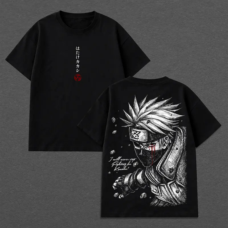Kakashi Hatake Shirt Anime Ninja Graphic Manga Double Print Tee