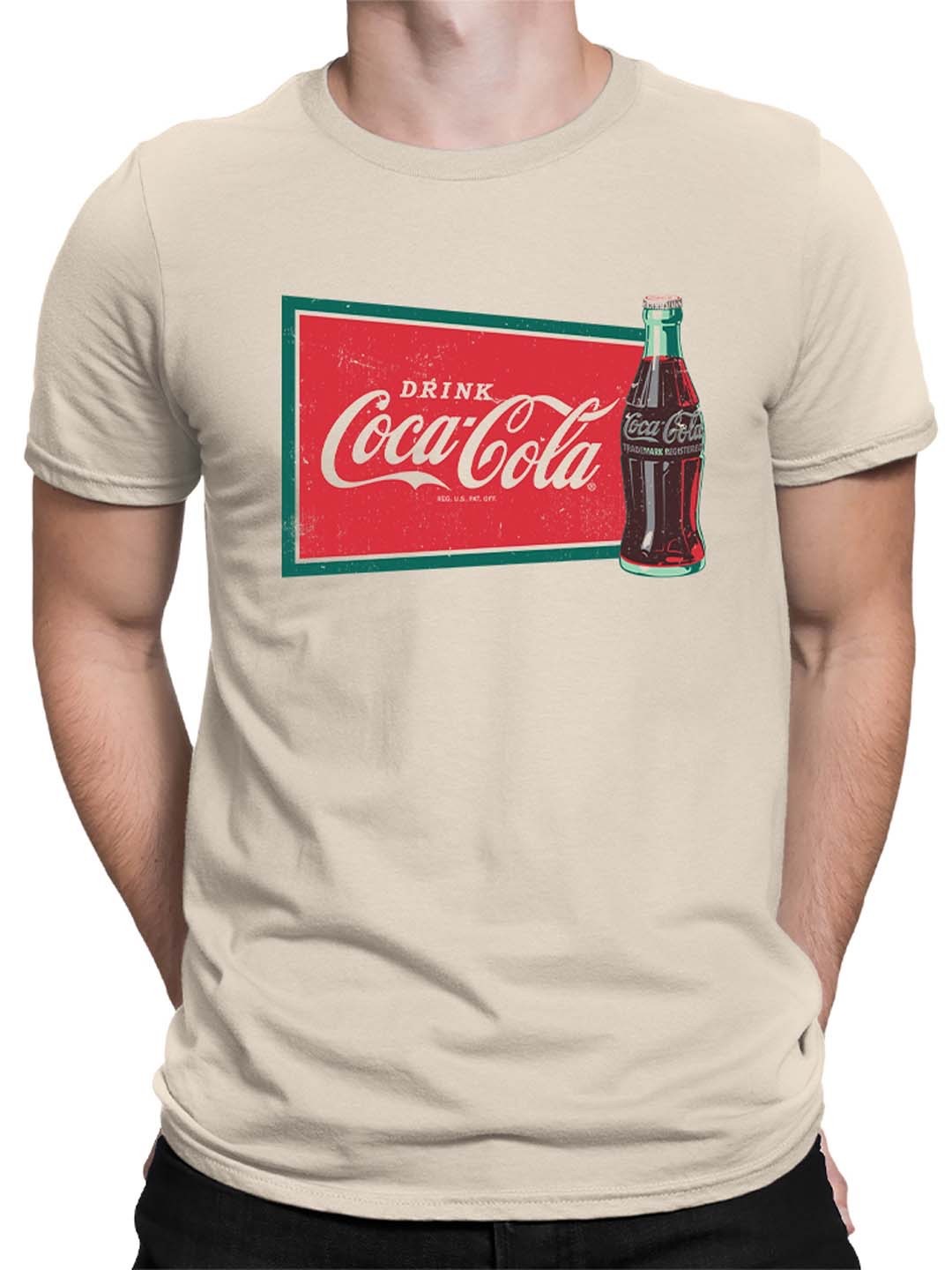 Coca-Cola Official Licensed Vintage Bottle & Sign Retro Men’s T-shirt