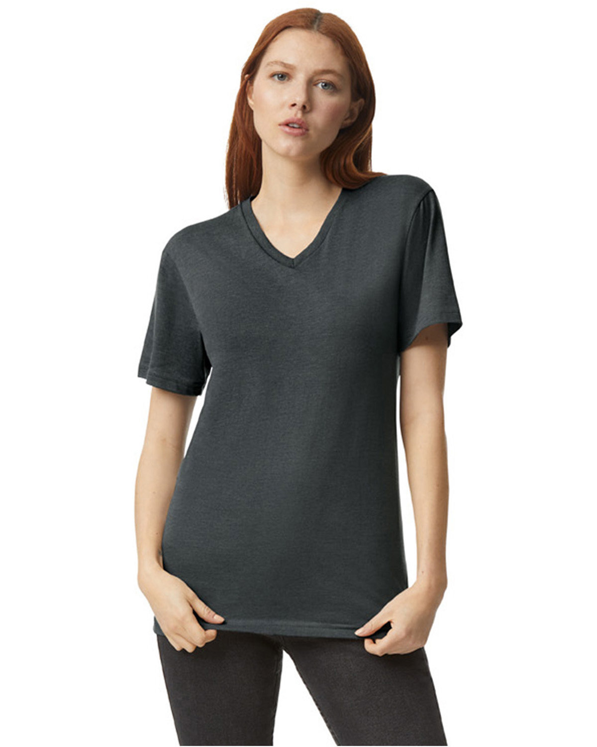 American Apparel Unisex CVC V-Neck Stylish T Shirt Casual Plain T-Shirt 2006CVC