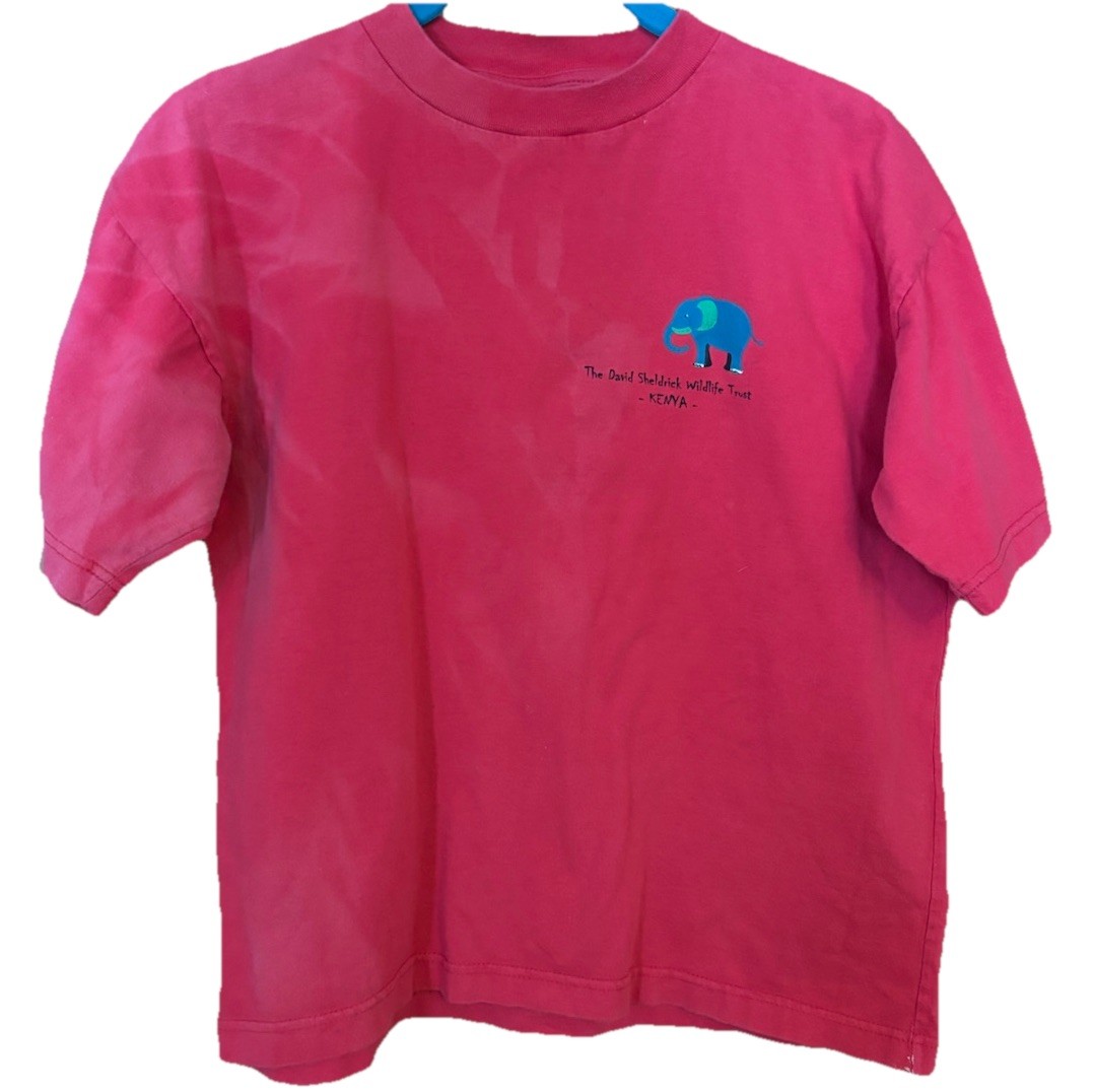 Oneway Kenya Red T-Shirt S/M David Sheldrick Wildlife Elephant Some Fading