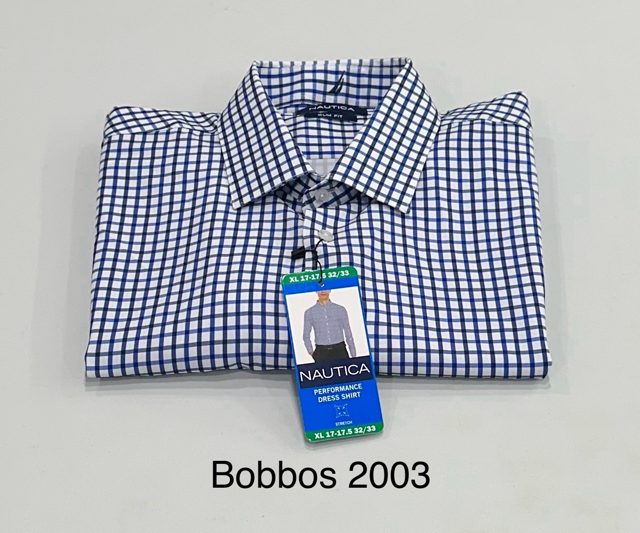 Nautica Men’s Performance Slim Fit Dress Shirt, Blue, XL (17-17.5, 32/33)