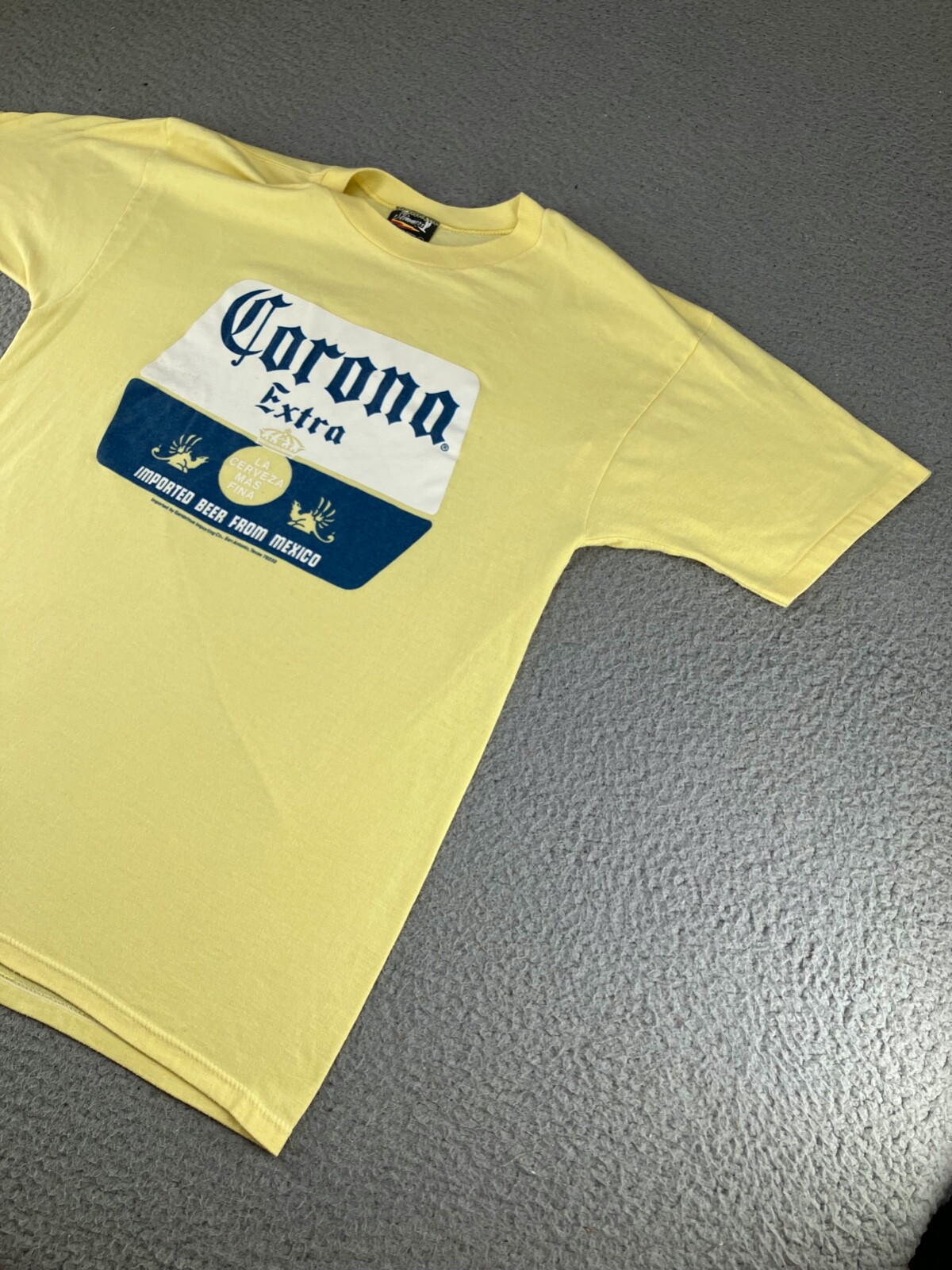 Vintage Corona Extra Shirt Mens Small Yellow Imported Beer Alcohol Skimmers