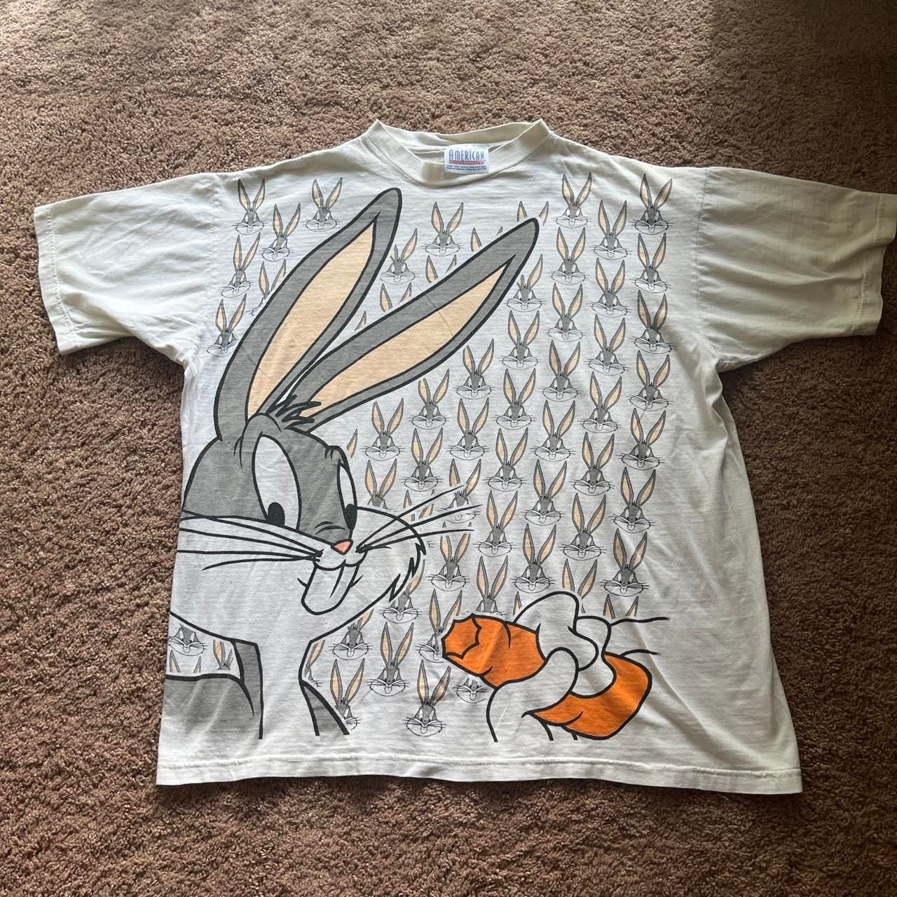 Vintage 1993 American Characters Bugs Bunny Looney Tunes All Over Print Graphic