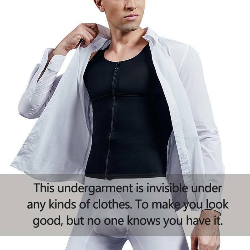 Mens Compression Vest Slimming Body Shaper Tummy Control Gynecomastia Undershirt