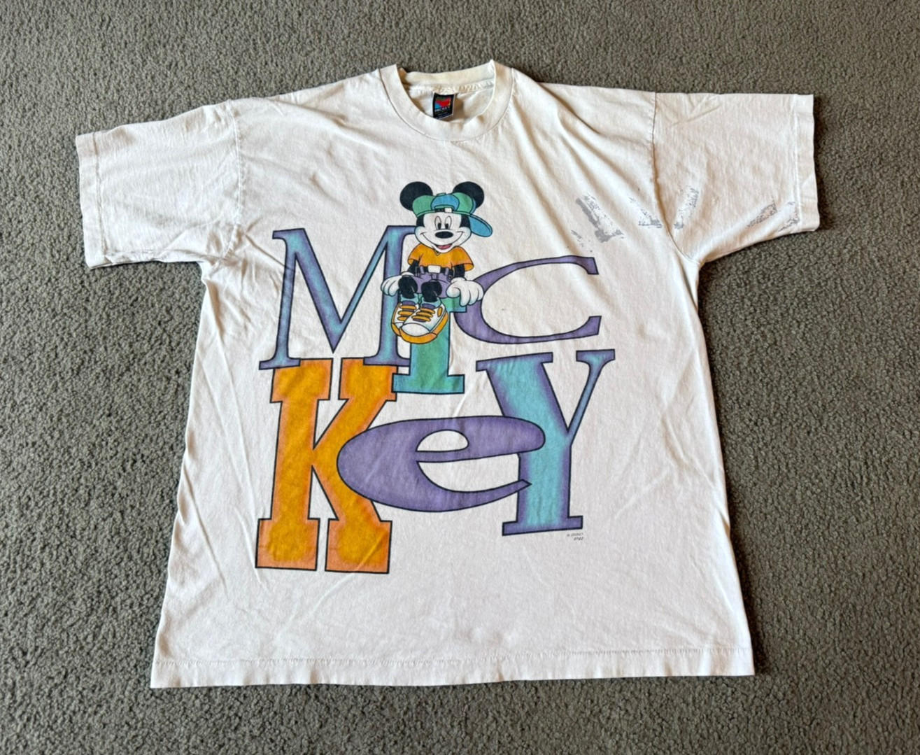 VTG 90s Disney Mickey Unlimited Mickey Mouse Paint Stains T-Shirt – Size XL