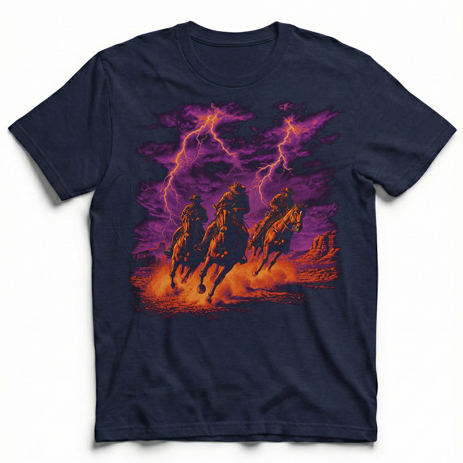 Western Cowboy Horses t-shirt Wild West Storm Rider Rodeo Outlaw tee
