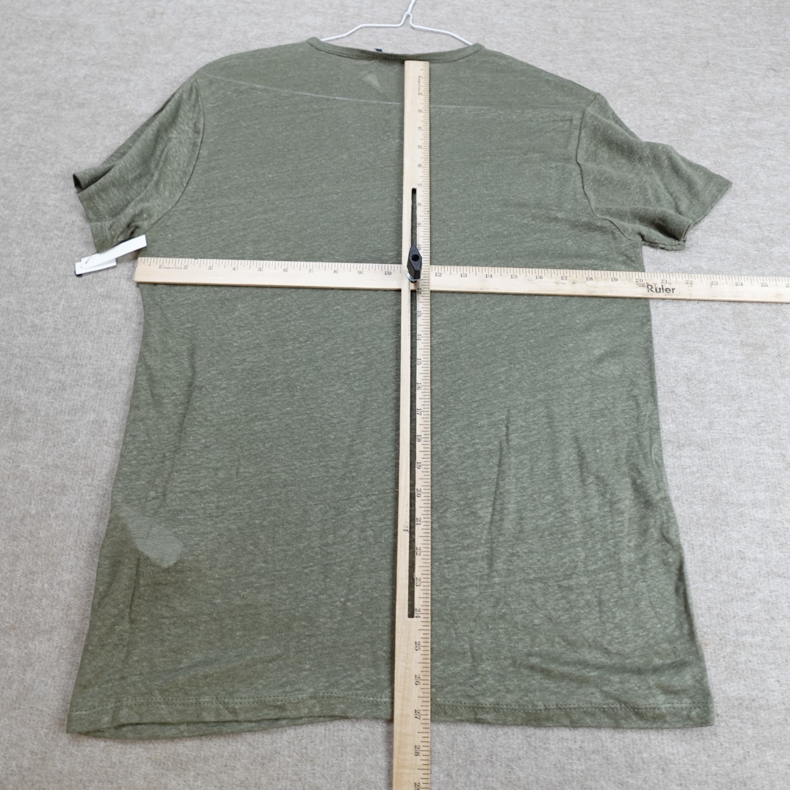 M.I.D.A. Mens Shirt Large Green Henley Collar 100% Linen NEW