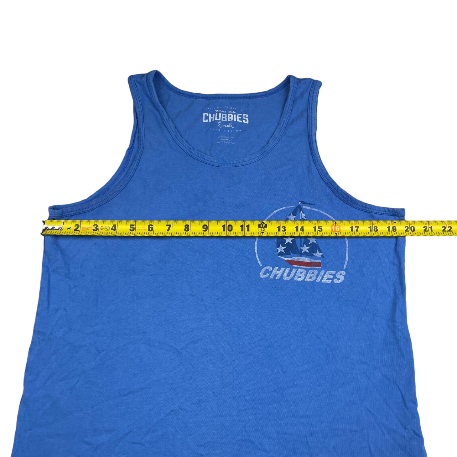 Chubbies Men’s “The Weekend Has Arrived” USA Tank Top T-Shirt Blue • Small