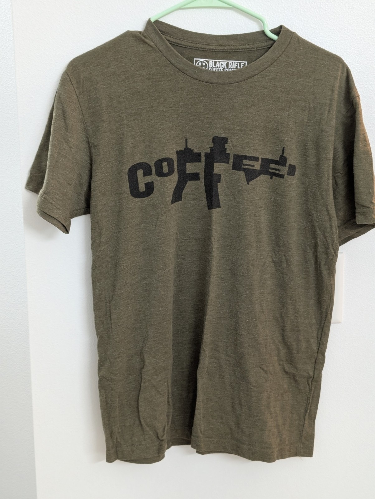 Black Rifle Coffee Company Men’s M T-shirt Rifle Graphic Tee USA Flag Olive