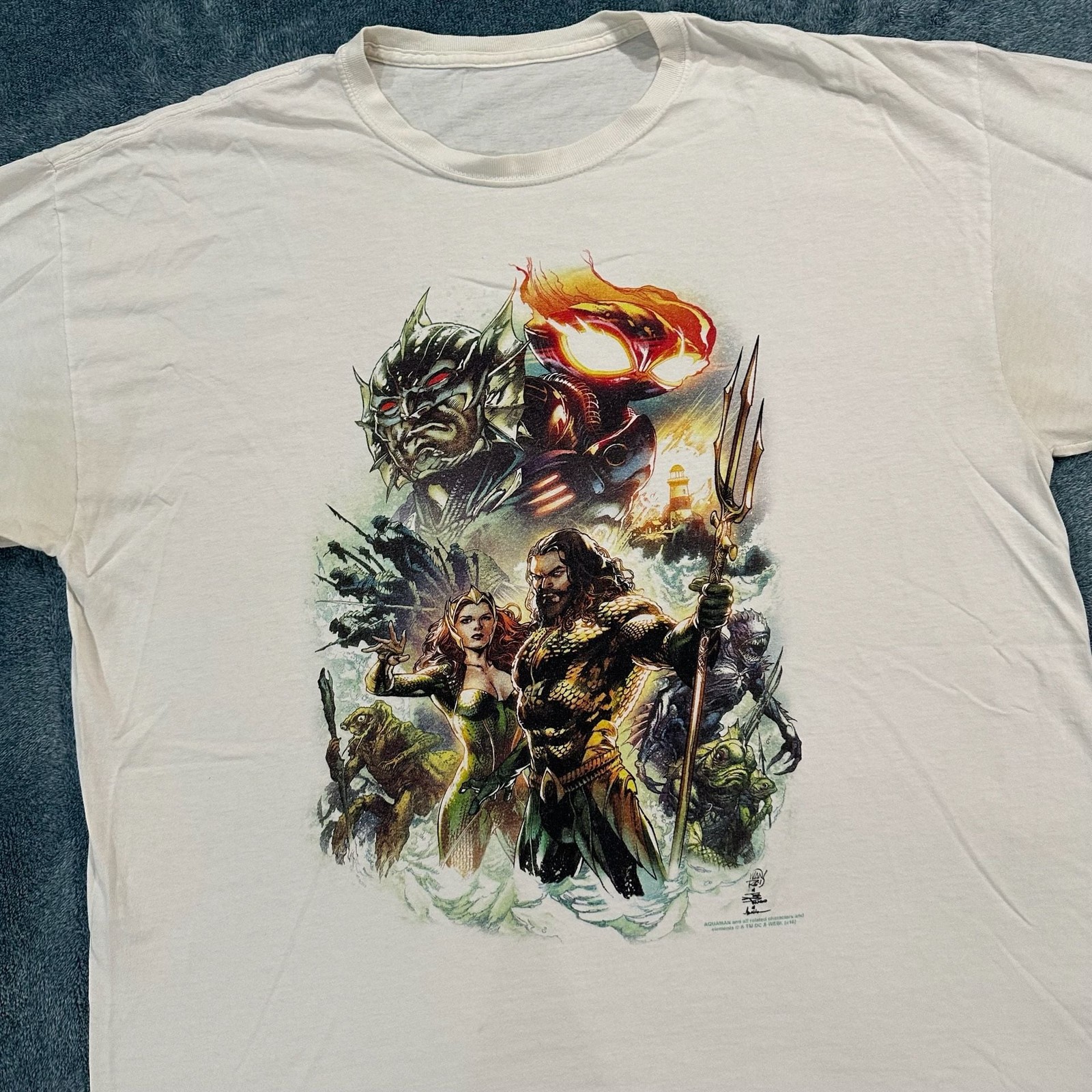 DC Aquaman Movie Graphic T-Shirt White Size Large