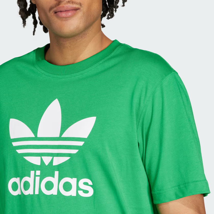 Adidas Trefoil T-Shirt Men’s size L Green COTTON Crew-Neck Short Sleeve Big Logo