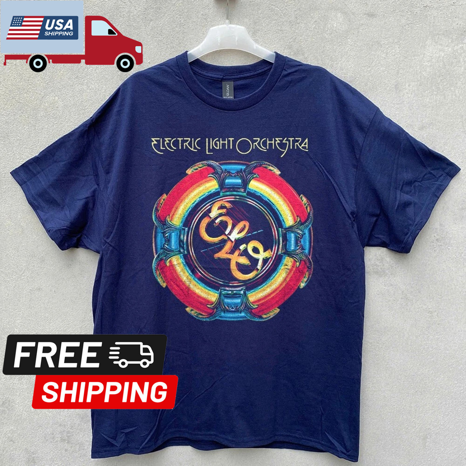 RARE! Electric Light Orchestra ELO Anniversary Unisex Navy T-shirt Size S-5XL
