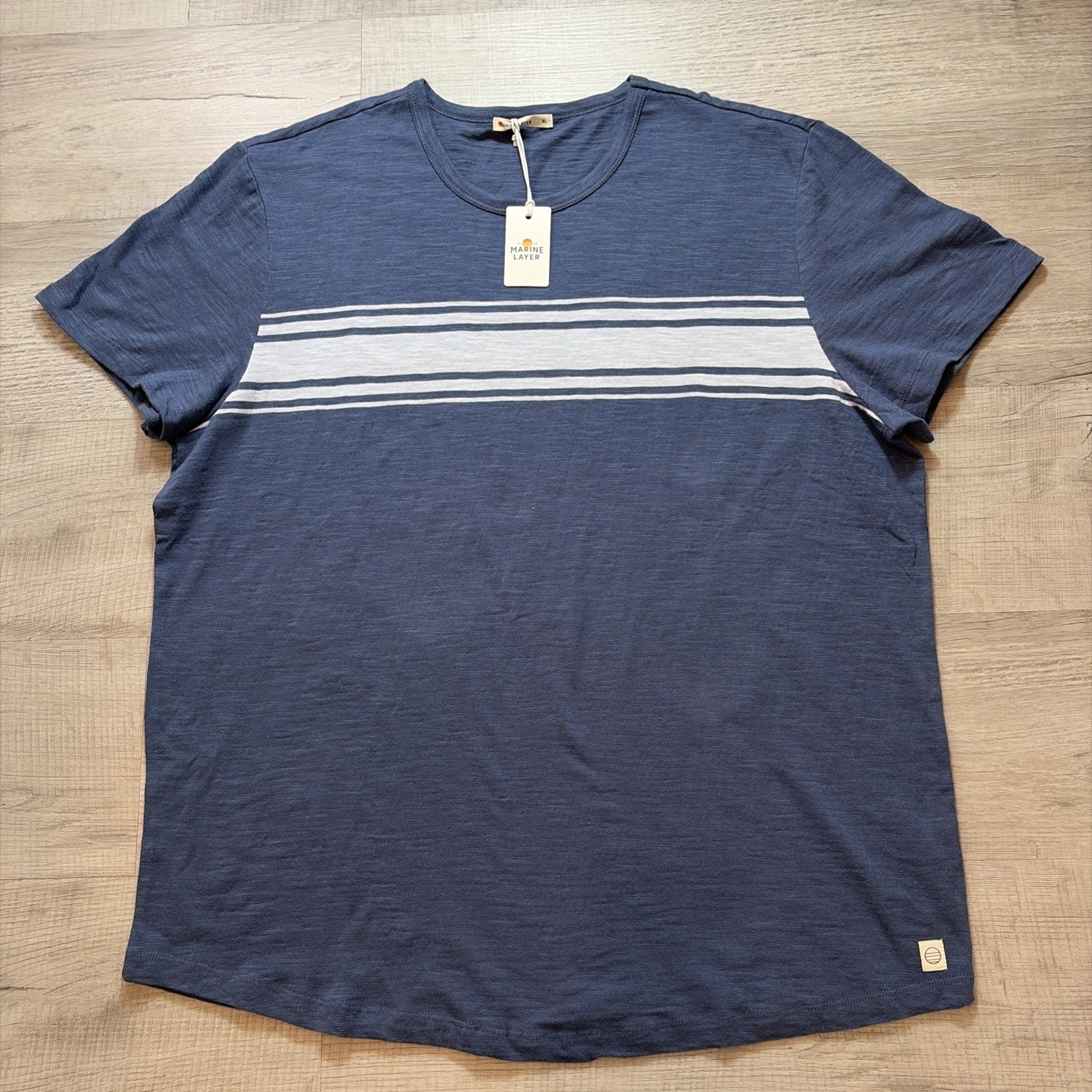 NWT MARINE LAYER VINTAGE HEAVY SLUB STRIPE TEE MENS XL NAVY BLUE PREPPY Y2K NEW