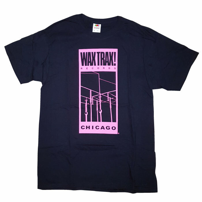 WAX TRAX! WIRE LOGO SHIRT-PINK Industrial, Front 242, FLA, Ministry, TKK, EBM