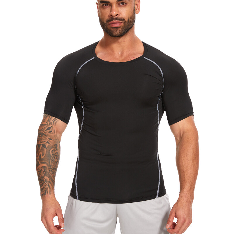 Mens Compression Athletic Fitness Shirt Base Layer Tops Tight Dry Sports Gym Tee