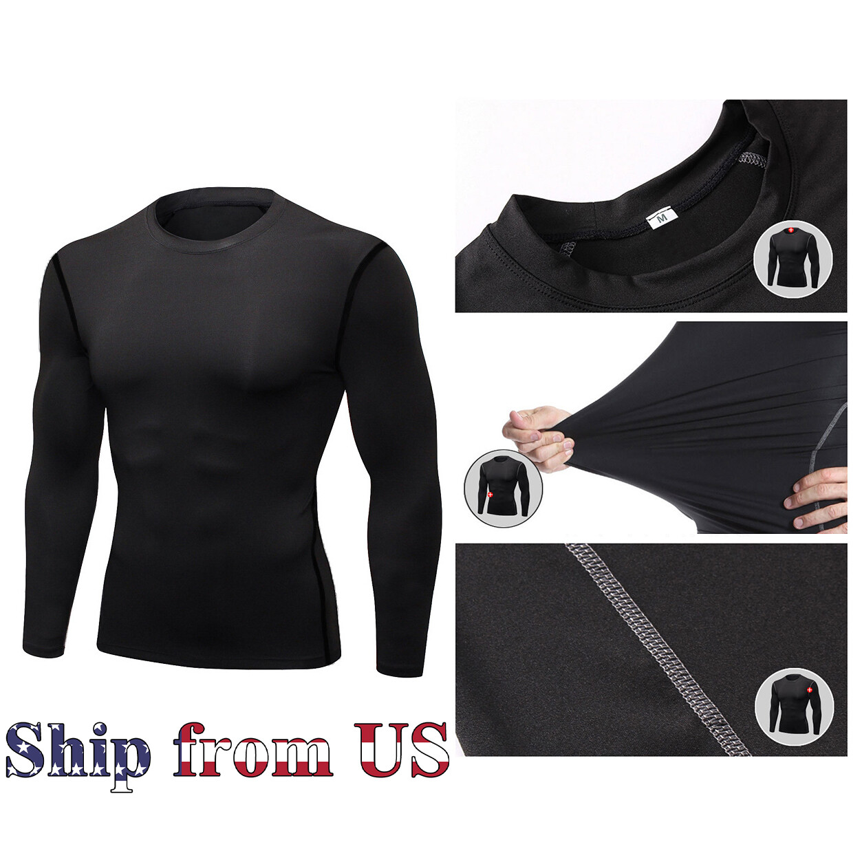 ON SALE!! Compression Thermal Base Layer Long Shirt Tops Sports Gym Tight Dry