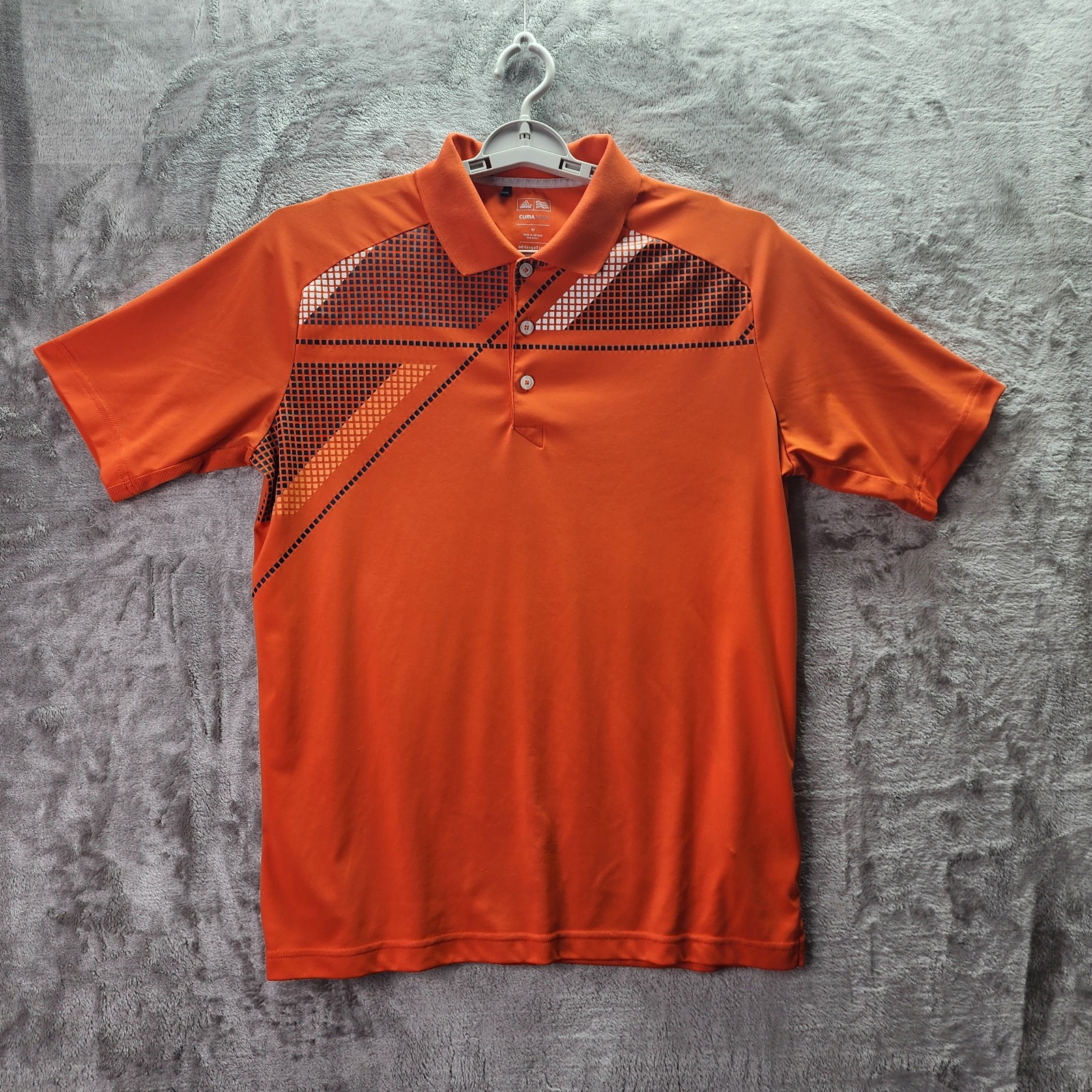 Adidas ClimaCool Golf Polo Shirt Men M Orange Black White Geometric Performance