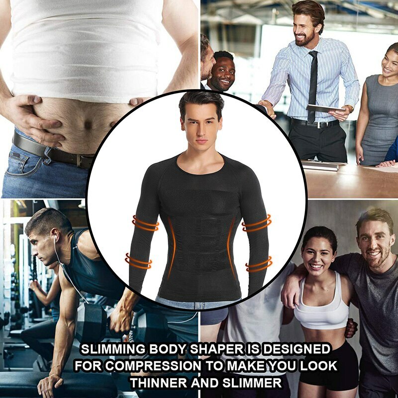 Men’s Slimming Body Shaper Tummy Control Shapewear Compression T-Shirt Vest Tops