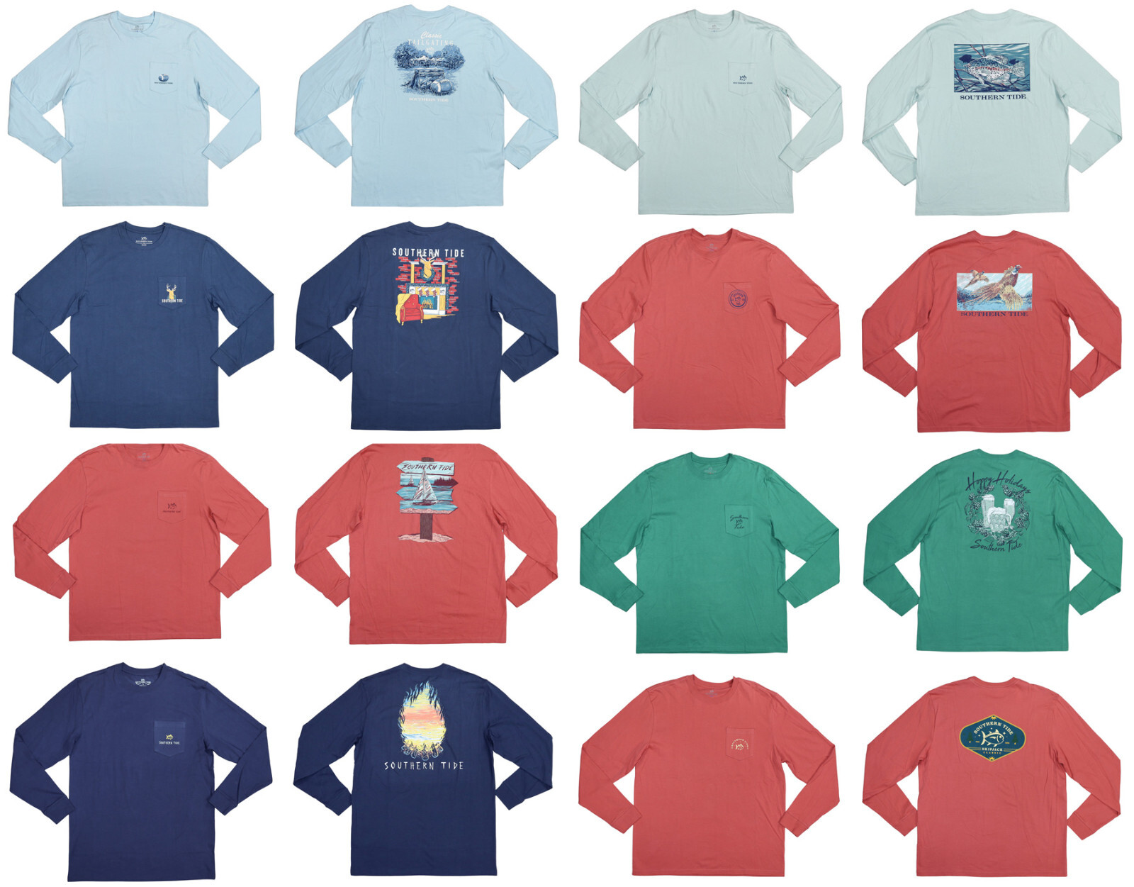 Southern Tide Chest Pocket Graphic Print Long Sleeve Crew Neck Mens T-Shirt NWOT