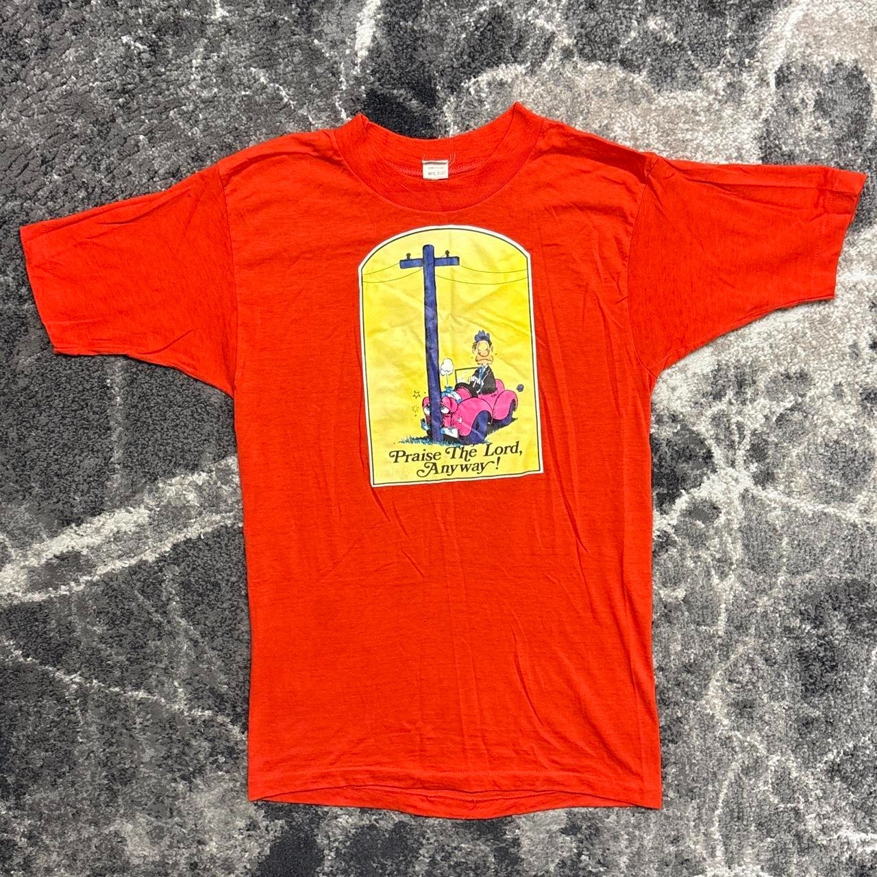 Vintage Art Shirt Adult Small 70s 80s Jesus Christian God Bible Cross Iron On