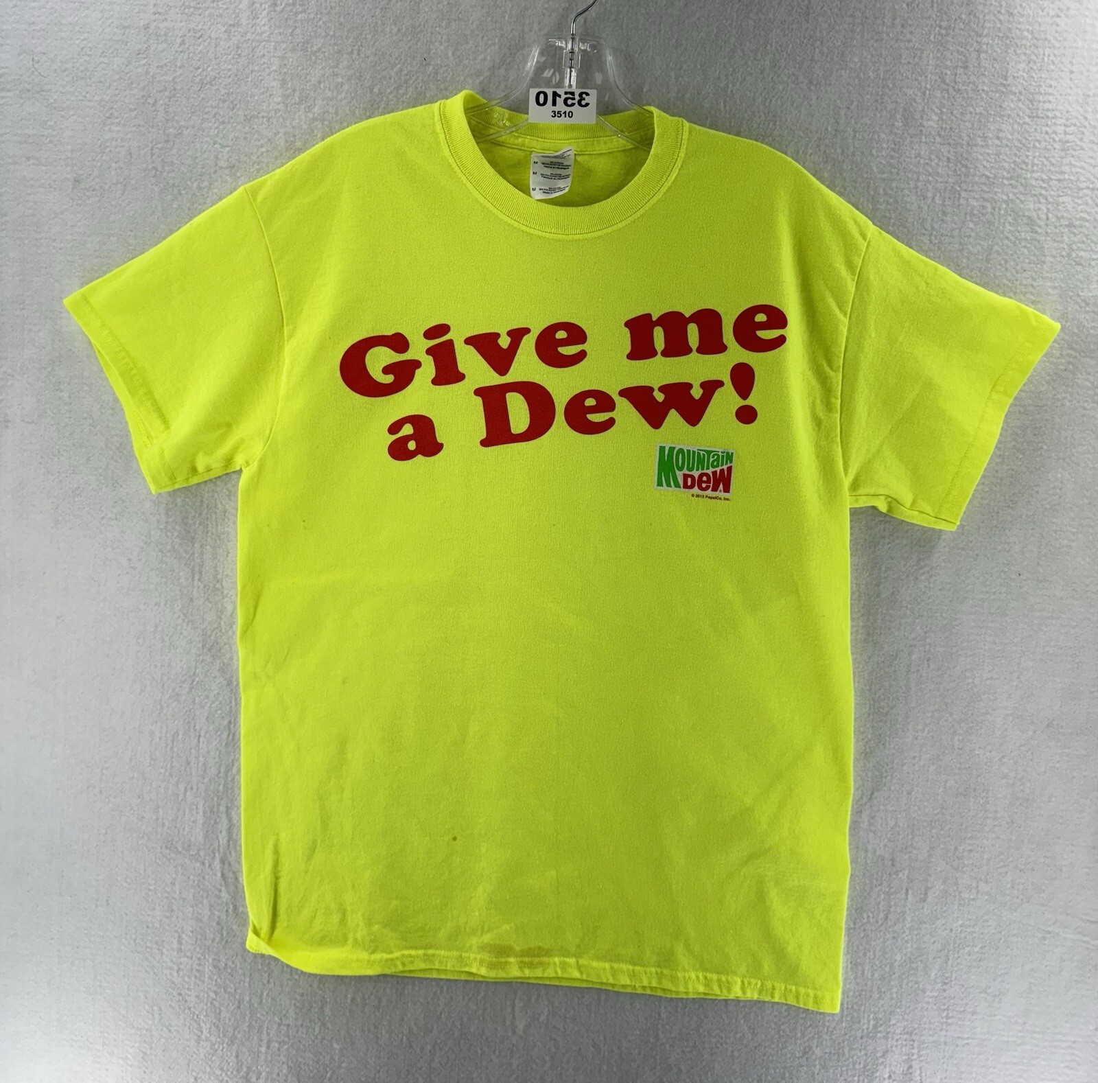 Vintage 80s 90s Mens Mountain Dew T Shirt 50/50 Yellow Neon Sz M