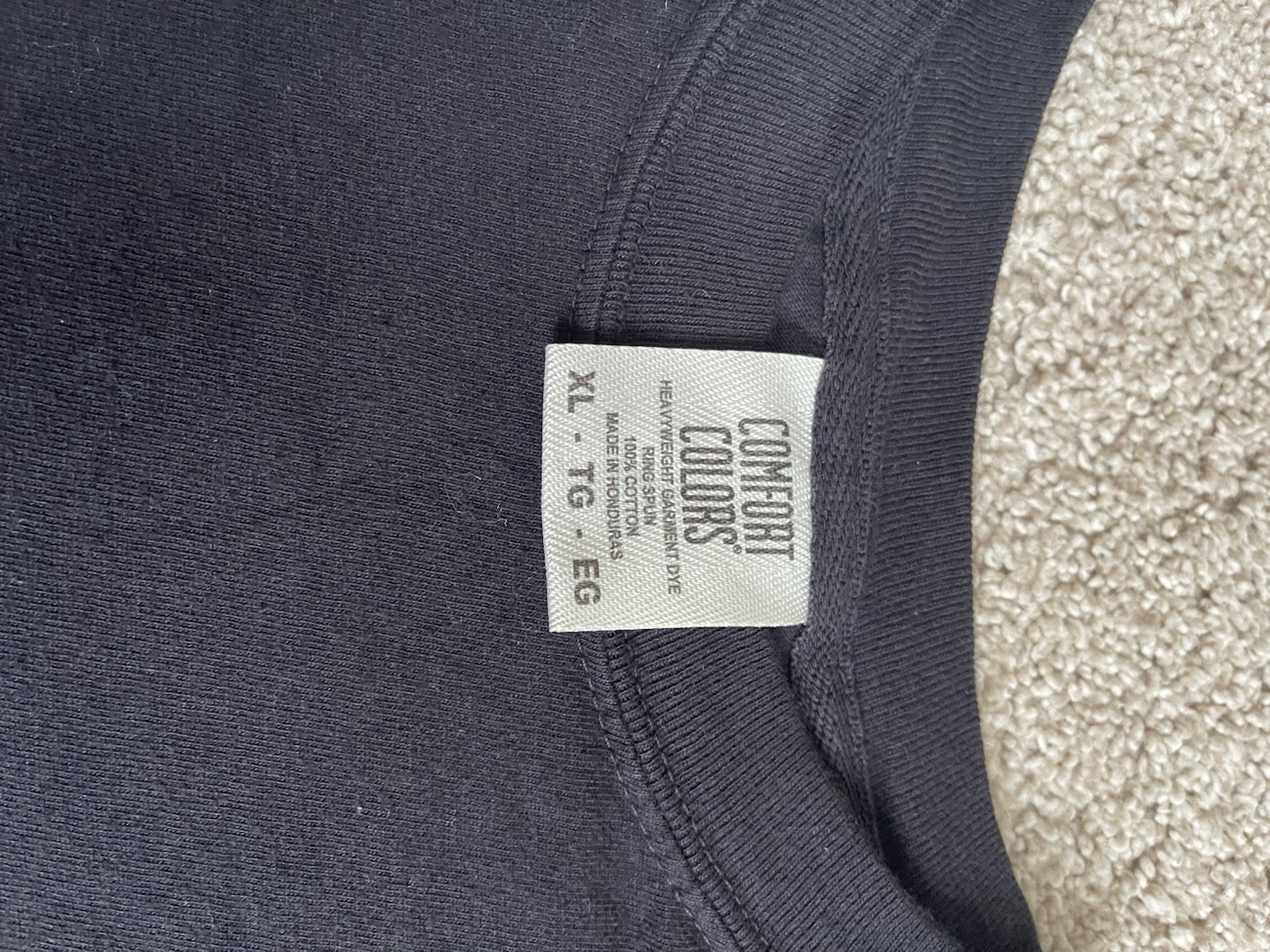 Comfort Colors Black Blank Crewneck T-Shirt, Size XL Heavyweight Dye Cotton
