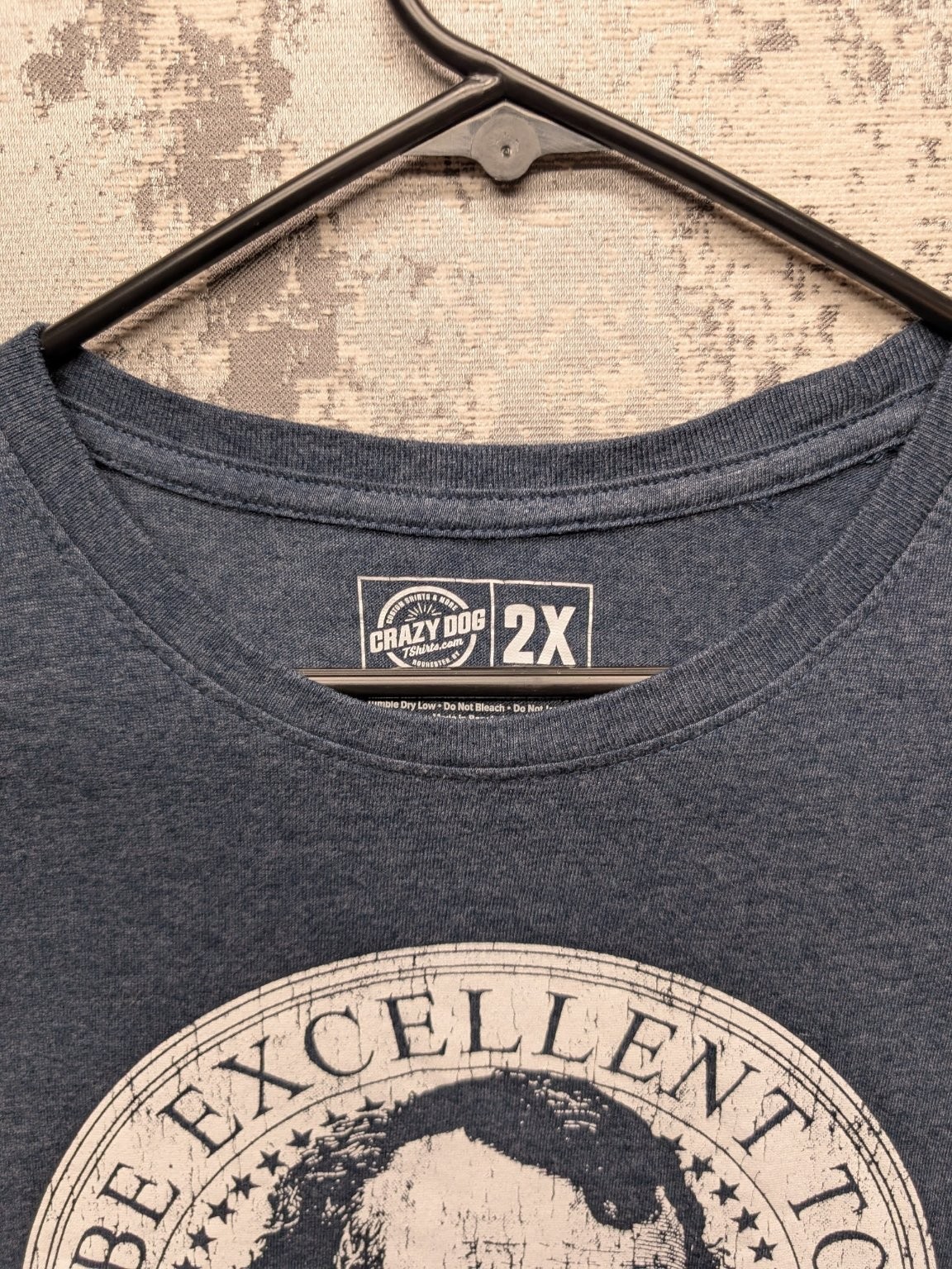 Crazy Dog Men’s T-Shirt 2X Heather Navy Be Excellent To Each Other Chest 46″ GUC