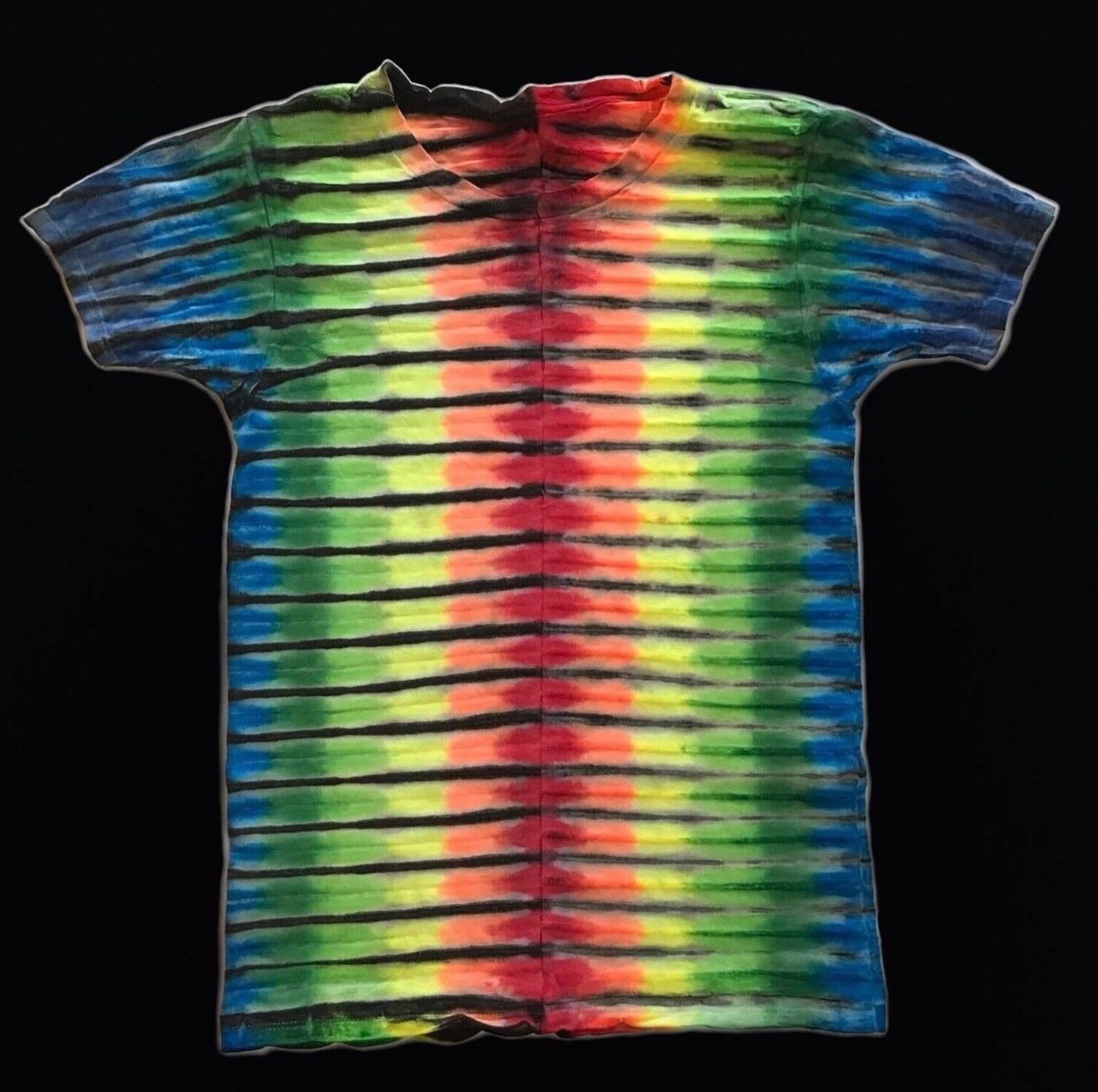*New* 2XL – Sm Handmade Tie Dye, Rainbow Lava Bands (No pink) Crew or V-Neck